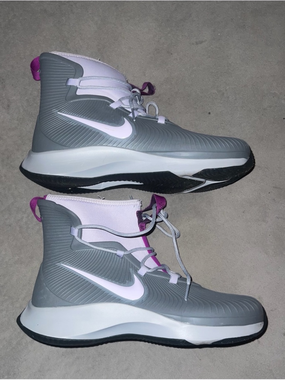 Nike Gray and Purple High-Top Rain Boots